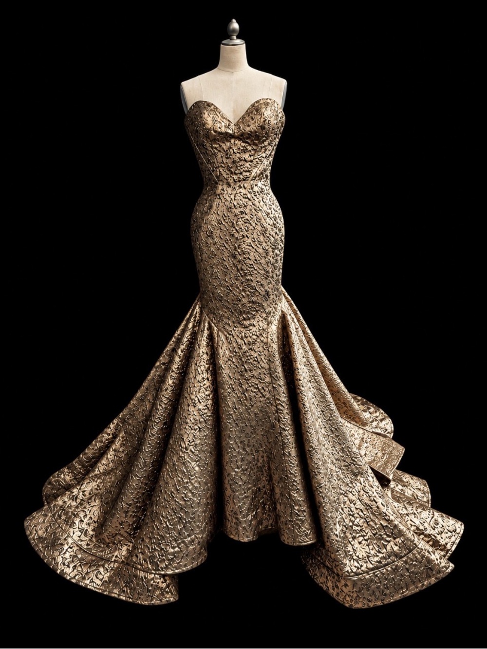 Mac Duggal Gold Strapless Sweetheart Mermaid Gown